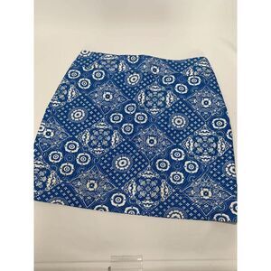 Talbots Women's Diamond Bandana Floral Print Lined Skirt Blue Size 16W NWT
